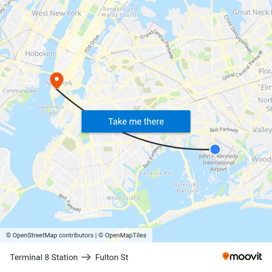Terminal 8 Station to Fulton St map