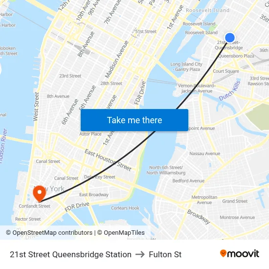 21st Street Queensbridge Station to Fulton St map