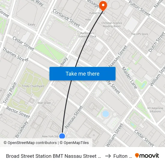 Broad Street Station BMT Nassau Street Line to Fulton St map