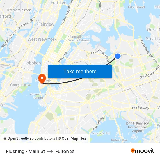 Flushing - Main St to Fulton St map