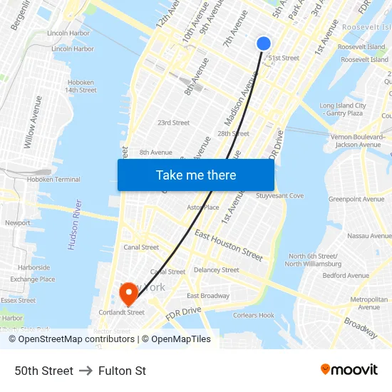 50th Street to Fulton St map