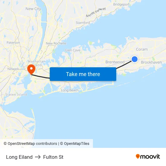 Long Eiland to Fulton St map