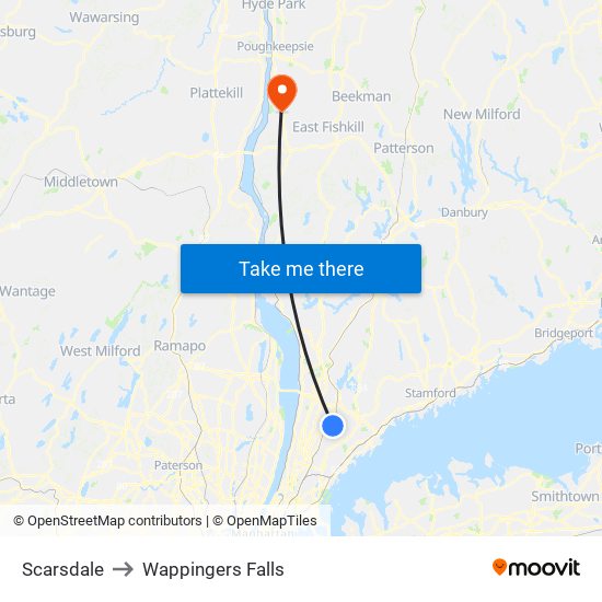 Scarsdale to Wappingers Falls map