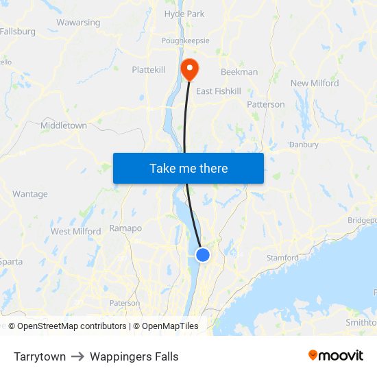 Tarrytown to Wappingers Falls map