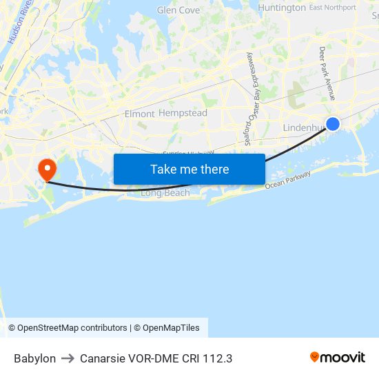 Babylon to Canarsie VOR-DME CRI 112.3 map