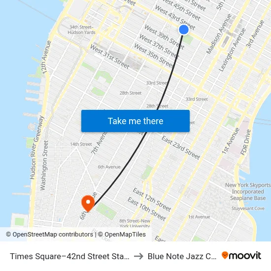 Times Square–42nd Street Station to Blue Note Jazz Club map