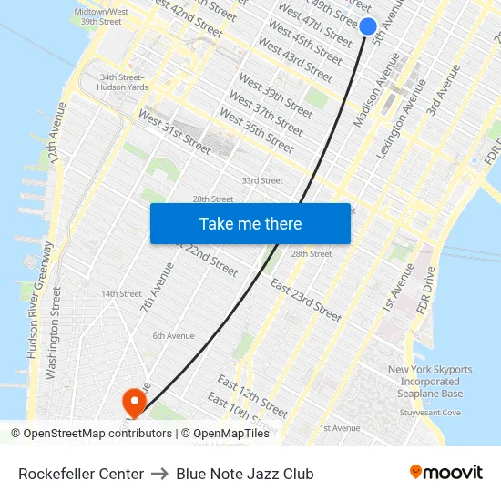 Rockefeller Center to Blue Note Jazz Club map