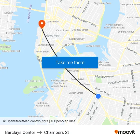 Barclays Center to Chambers St map
