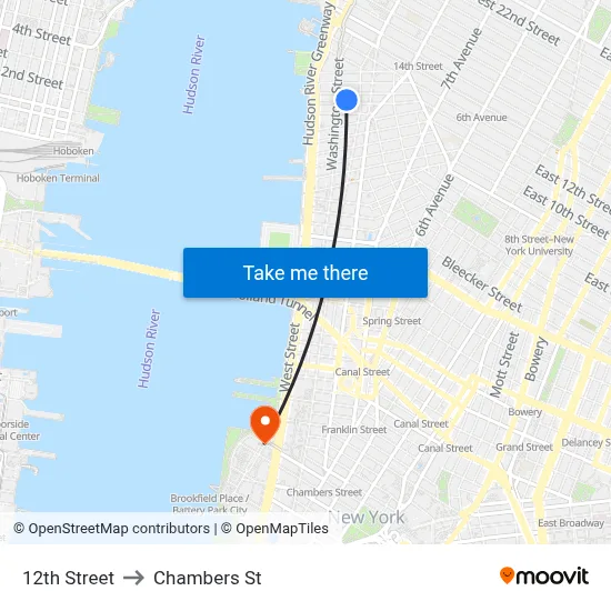 12th Street to Chambers St map