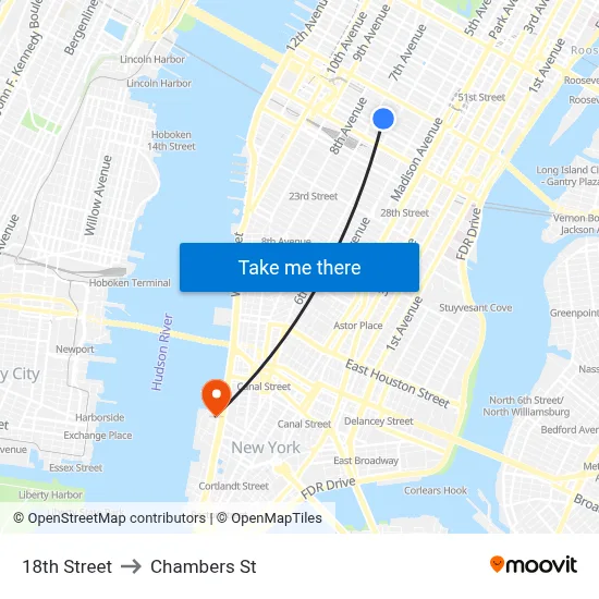 18th Street to Chambers St map