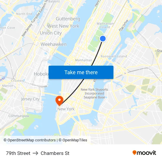 79th Street to Chambers St map