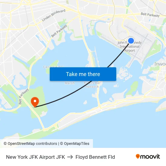 New York JFK Airport JFK to Floyd Bennett Fld map