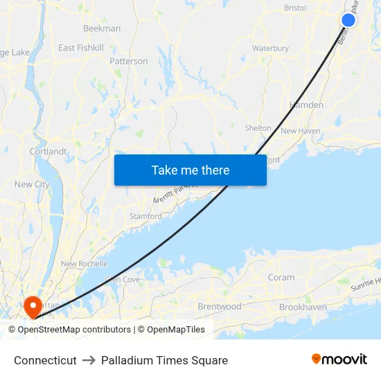 Connecticut to Palladium Times Square map