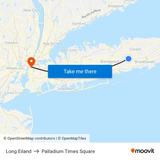 Long Eiland to Palladium Times Square map