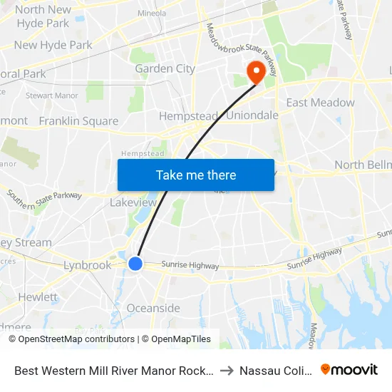 Best Western Mill River Manor Rockville Centre to Nassau Coliseum map