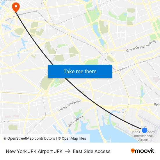 New York JFK Airport JFK to East Side Access map