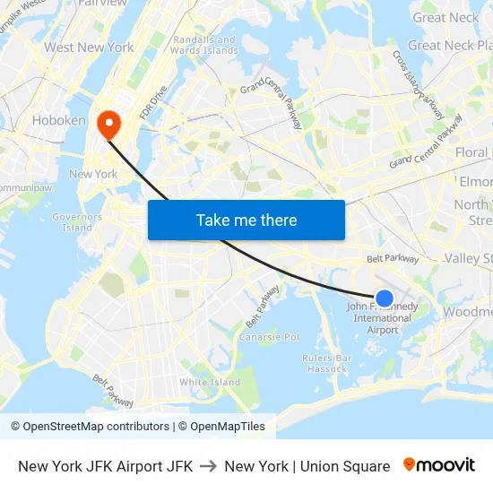 New York JFK Airport JFK to New York | Union Square map