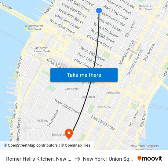 Romer Hell's Kitchen, New York to New York | Union Square map