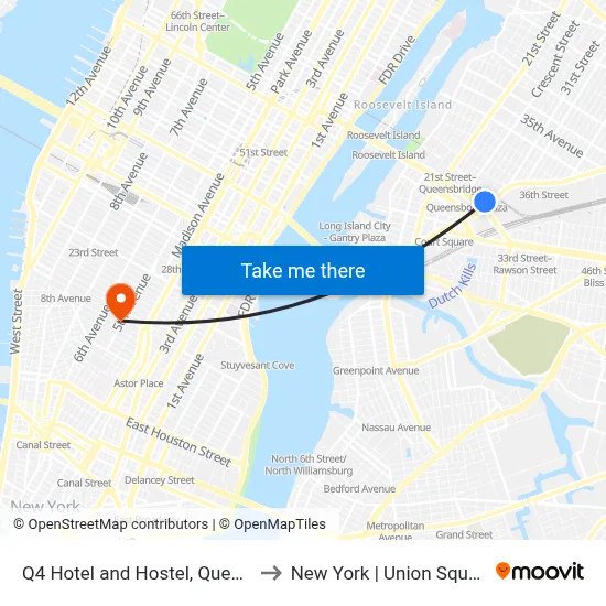 Q4 Hotel and Hostel, Queens to New York | Union Square map
