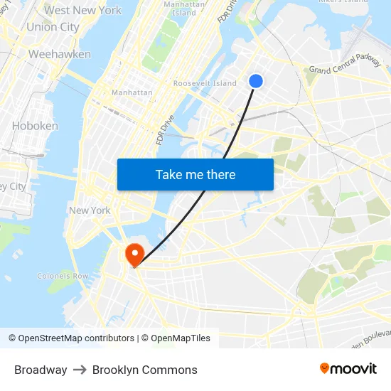 Broadway to Brooklyn Commons map