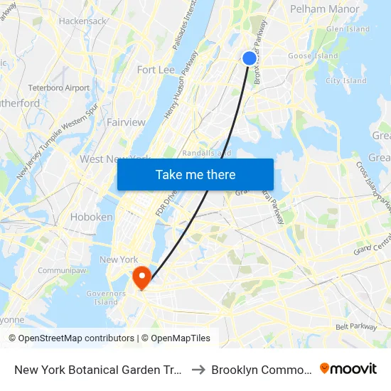 New York Botanical Garden Tram to Brooklyn Commons map