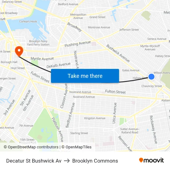 Decatur St Bushwick Av to Brooklyn Commons map