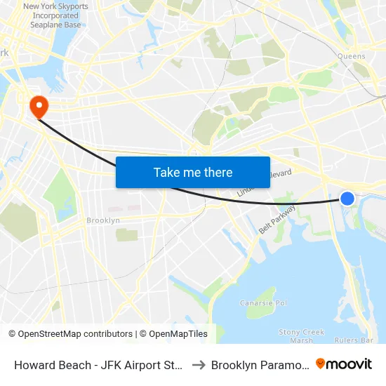 Howard Beach - JFK Airport Station to Brooklyn Paramount map