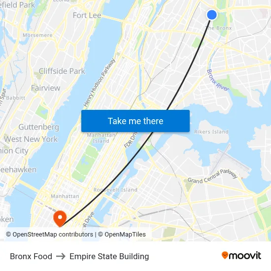 Bronx Food, 732 E 187th St to Empire State Building map