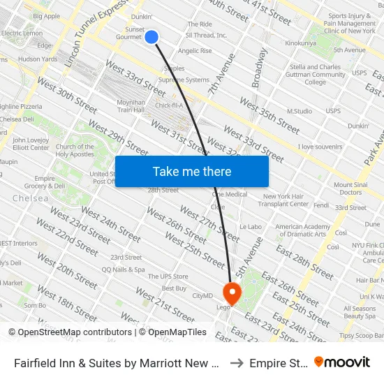 Fairfield Inn & Suites by Marriott New York Manhattan/Times Square 36th St. to Empire State Building map