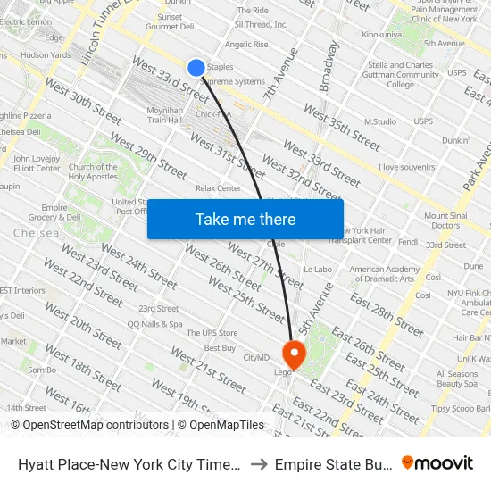 Hyatt Place-New York City Times Square to Empire State Building map