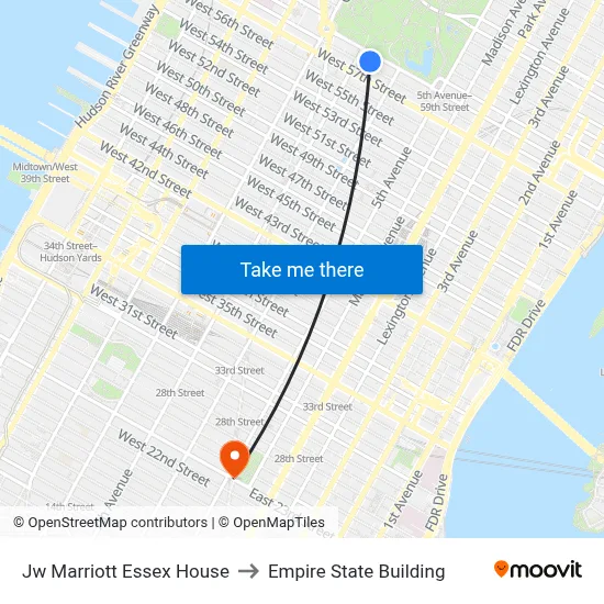 Jw Marriott Essex House to Empire State Building map