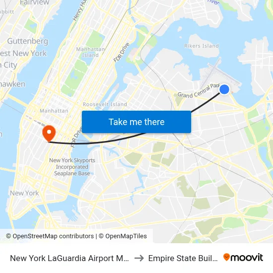 New York LaGuardia Airport Marriott to Empire State Building map