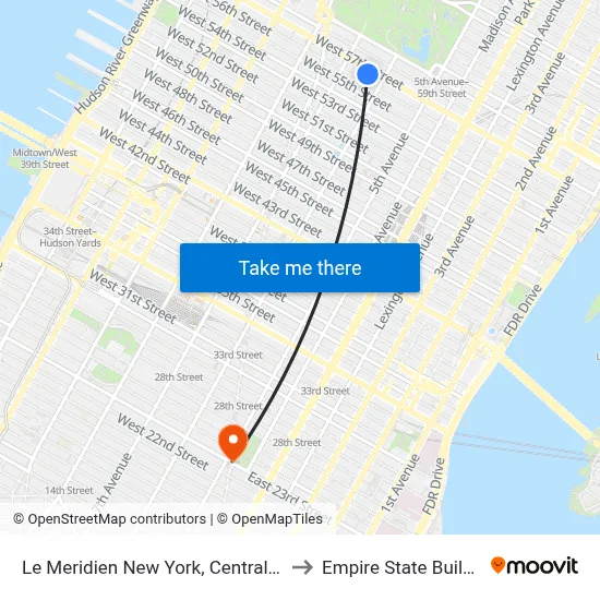 Le Meridien New York, Central Park to Empire State Building map