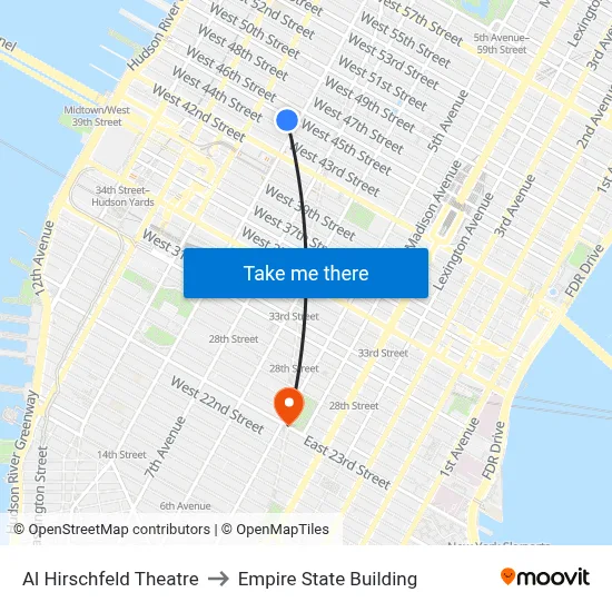 Al Hirschfeld Theatre to Empire State Building map