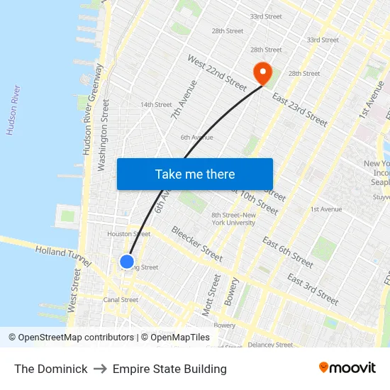 The Dominick to Empire State Building map