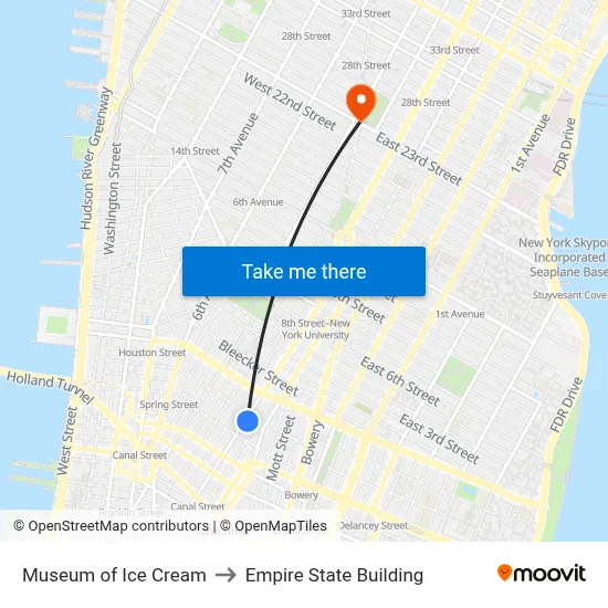 Museum of Ice Cream to Empire State Building map