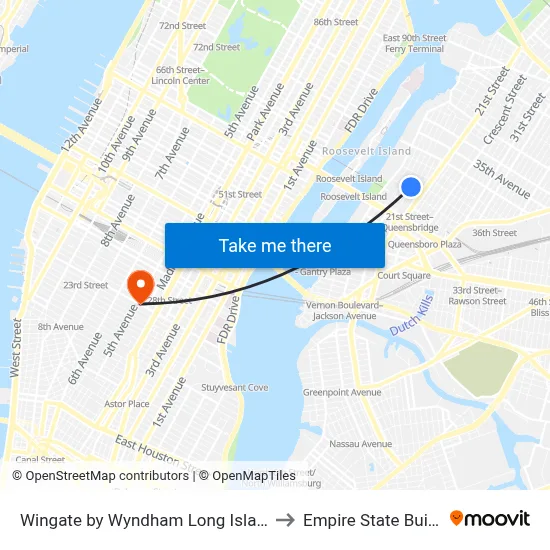 Wingate by Wyndham Long Island City to Empire State Building map