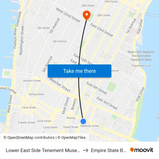 Lower East Side Tenement Museum Offices to Empire State Building map