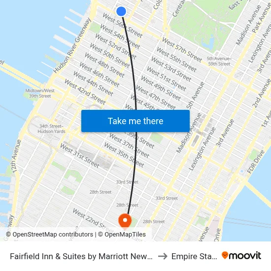 Fairfield Inn & Suites by Marriott New York Manhattan/Central Park to Empire State Building map