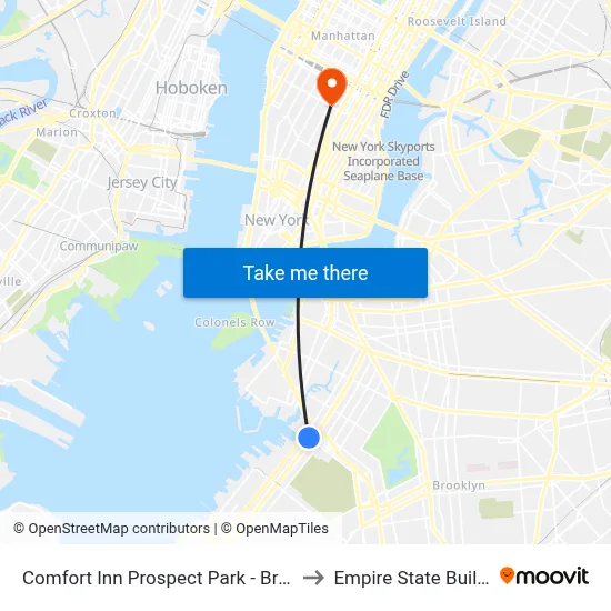 Comfort Inn Prospect Park - Brooklyn to Empire State Building map