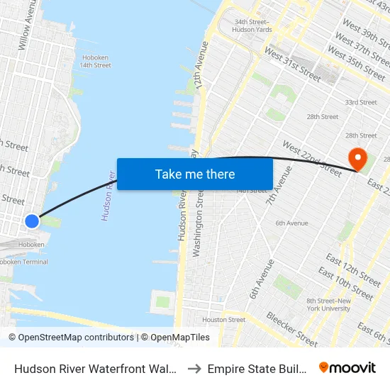 Hudson River Waterfront Walkway to Empire State Building map