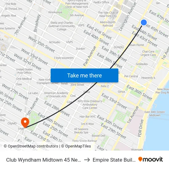 Club Wyndham Midtown 45 New York to Empire State Building map