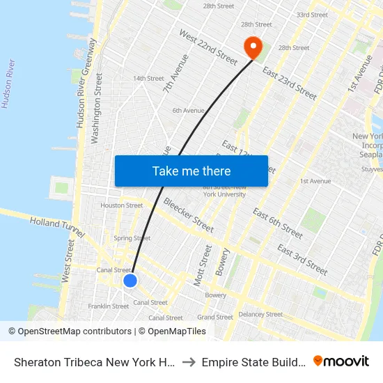 Sheraton Tribeca New York Hotel to Empire State Building map
