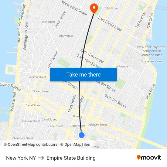New York NY to Empire State Building map