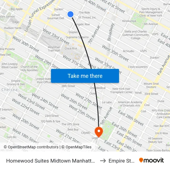 Homewood Suites Midtown Manhattan Times Square South New York to Empire State Building map