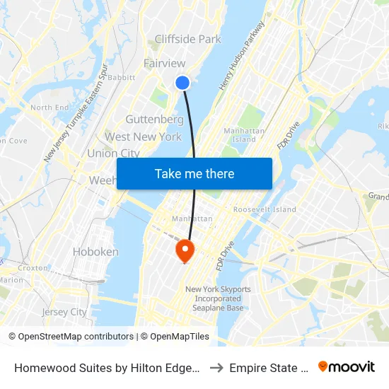Homewood Suites by Hilton Edgewater NYC Area to Empire State Building map