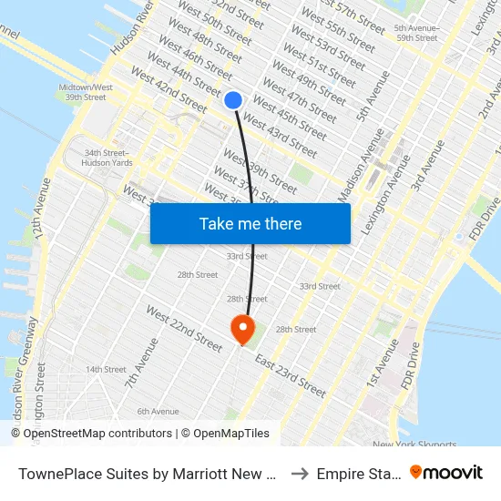 TownePlace Suites by Marriott New York Manhattan Times Square to Empire State Building map