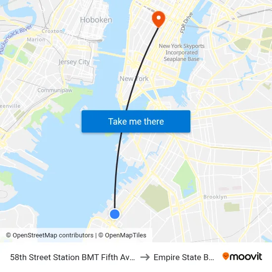 58th Street Station BMT Fifth Avenue Line to Empire State Building map