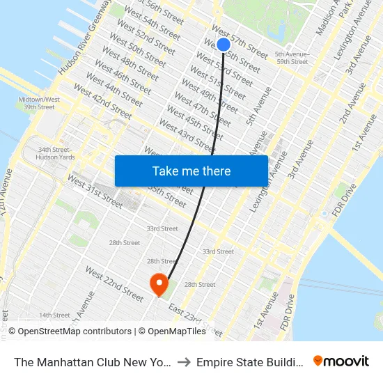 The Manhattan Club New York to Empire State Building map
