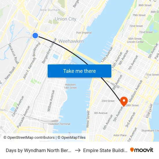 Days by Wyndham North Bergen to Empire State Building map